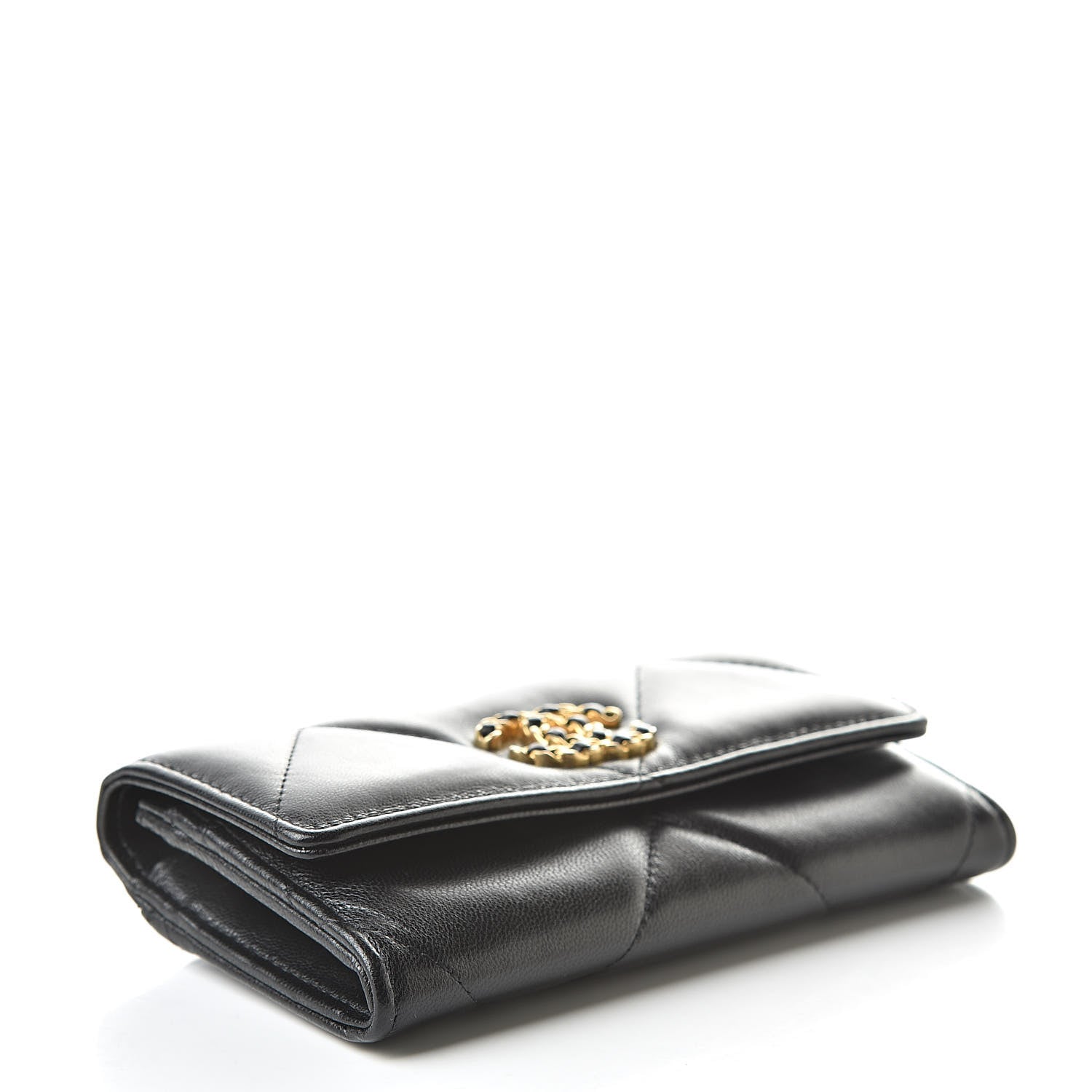 Chanel Goatskin Quilted 19 Flap Wallet Black 4 of 9