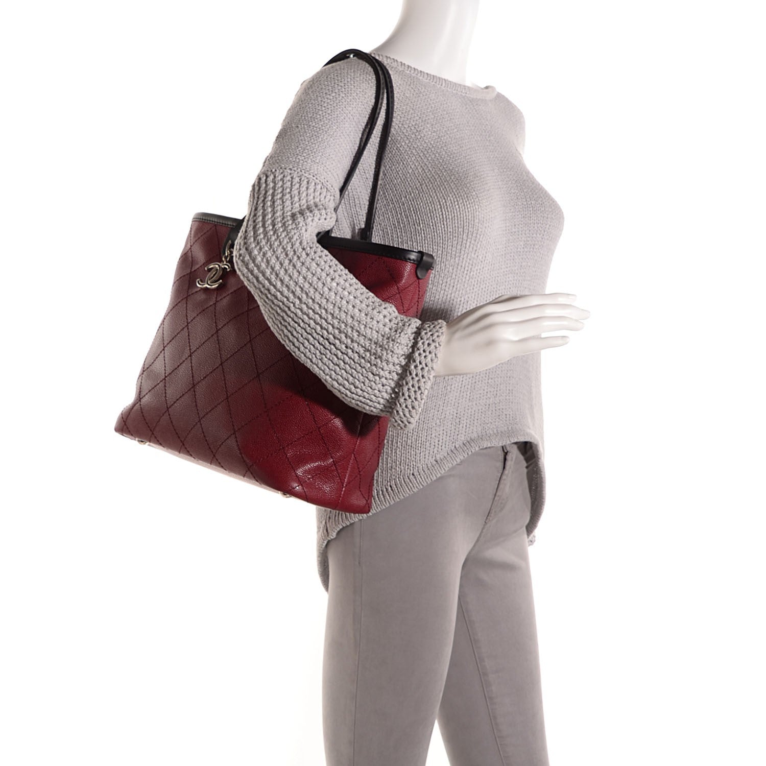 Chanel Grained Calfskin Shopping Fever Tote Red 2 of 8
