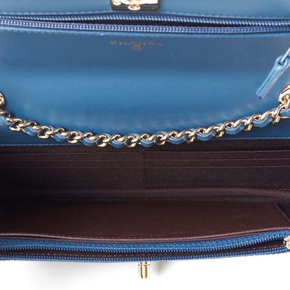 Chanel Lambskin Quilted Trendy CC Wallet On Chain WOC Blue 7 of 12