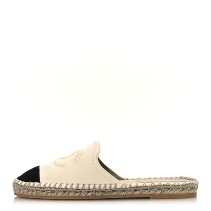 Chanel Denim CC Espadrille Mules 37 White Black 1 of 14