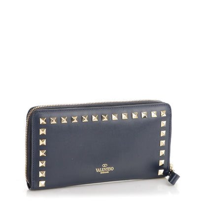 Valentino Garavani Calfskin Rockstud Zip Around Wallet Marine 3 of 11