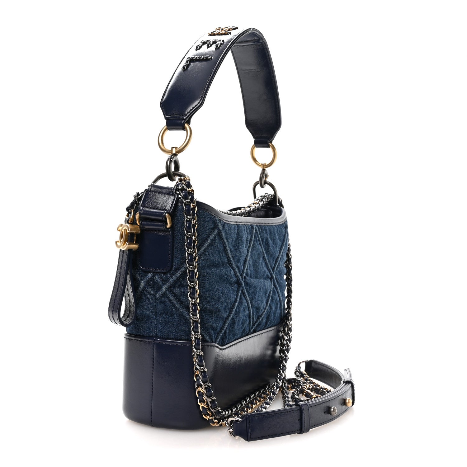 Chanel Denim Calfskin Quilted Medium Gabrielle Logo Hobo Blue 3 of 10