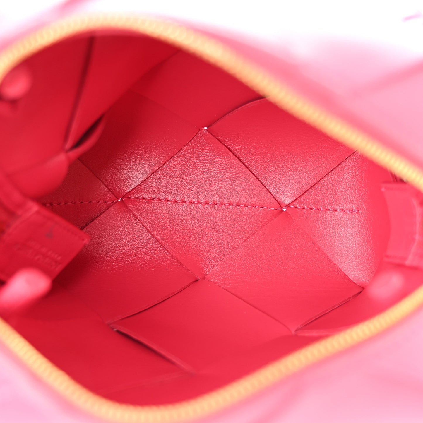 Lambskin Maxi Intrecciato Mini Cassette Camera Bag Cranberry