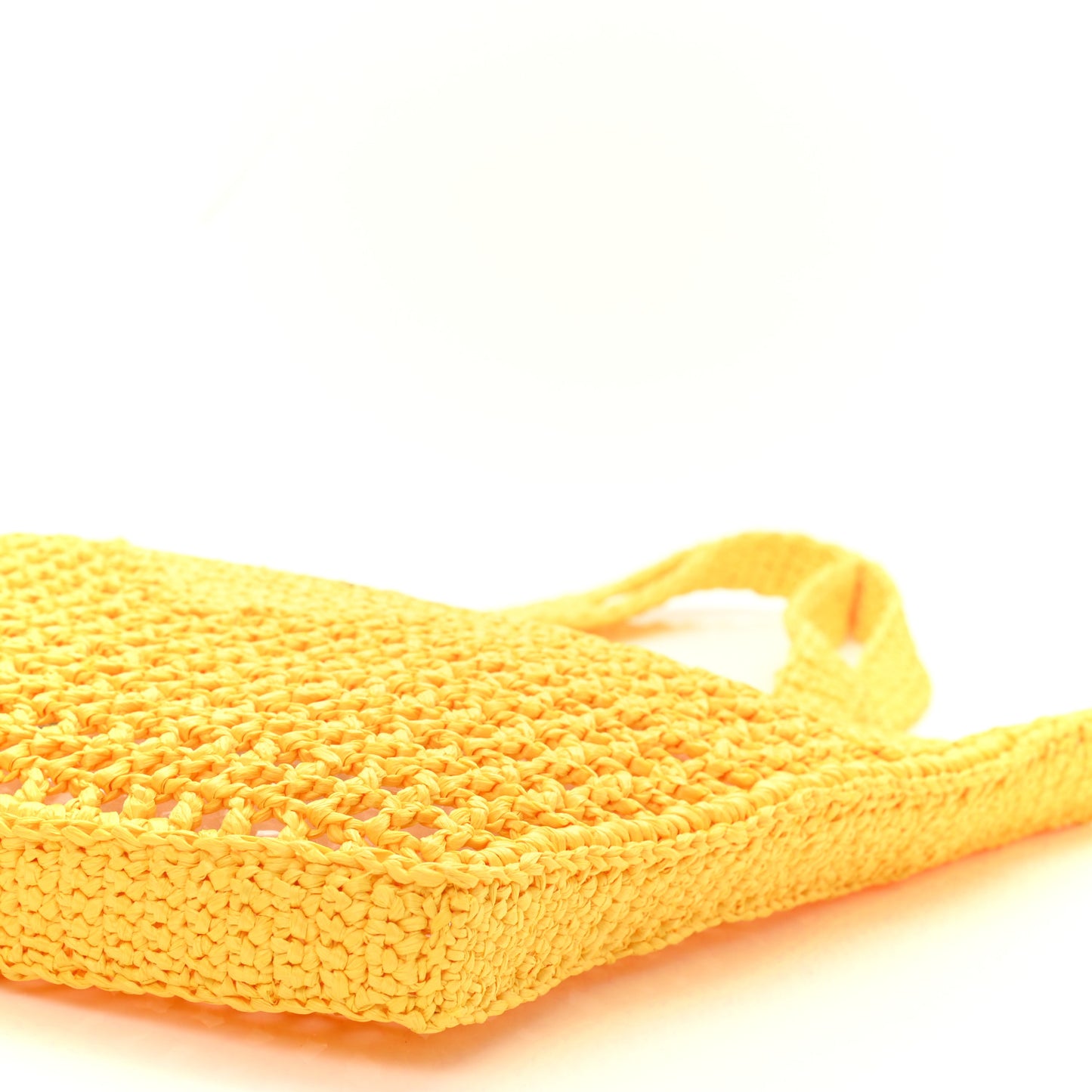 Yarn Raffia Effect Crochet Logo Embroidered Tote Bag Giallo