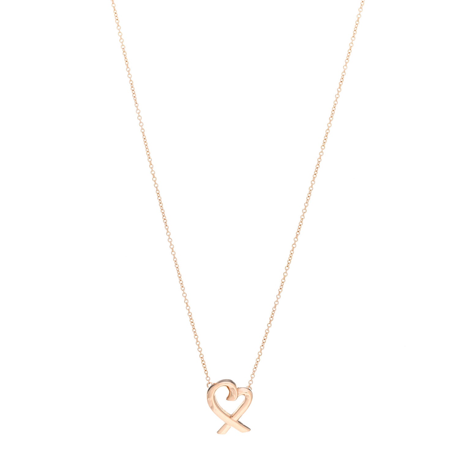 Tiffany 18K Rose Gold Small Paloma Picasso Loving Heart Pendant Necklace 1 of 4