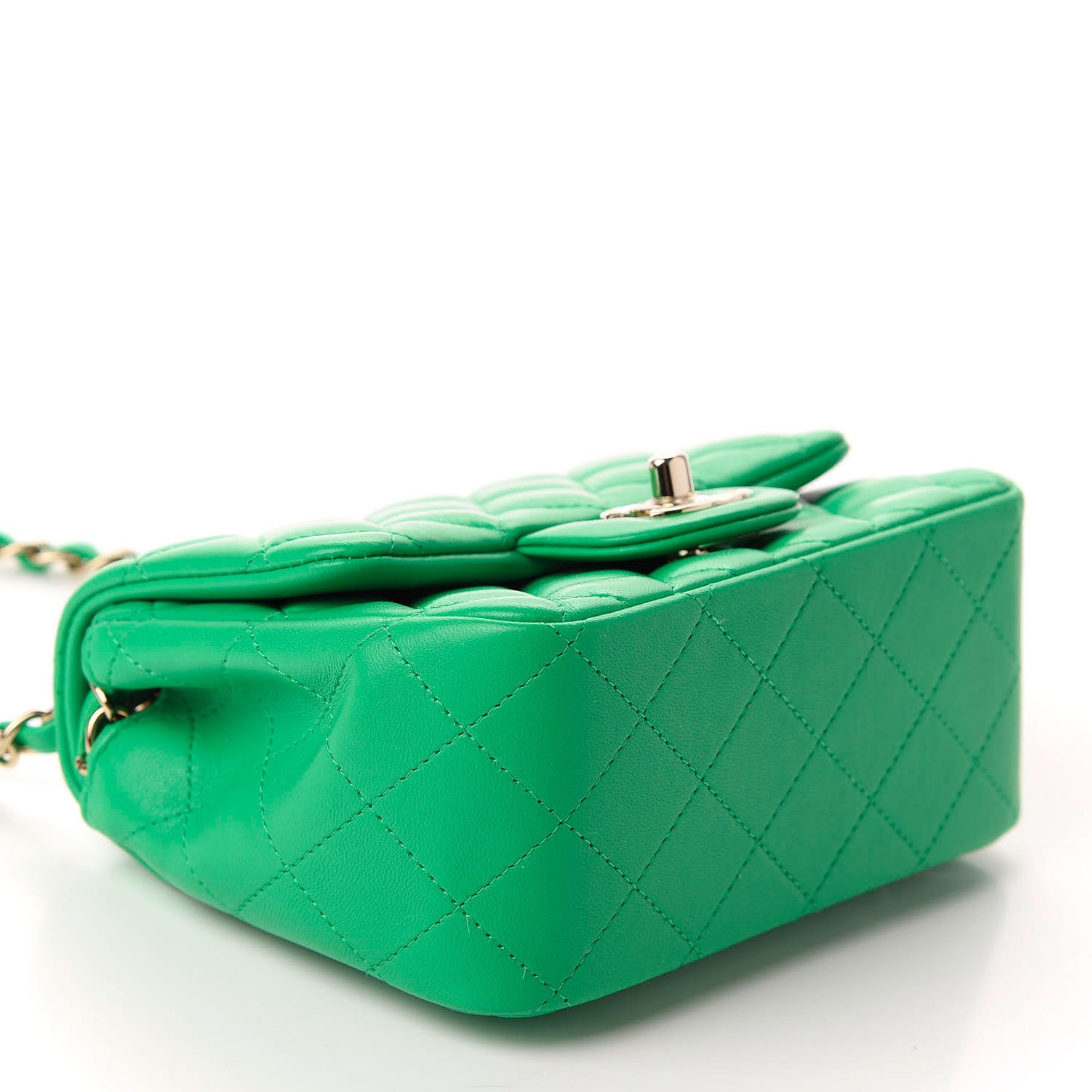 Lambskin Quilted Mini Square Flap Green