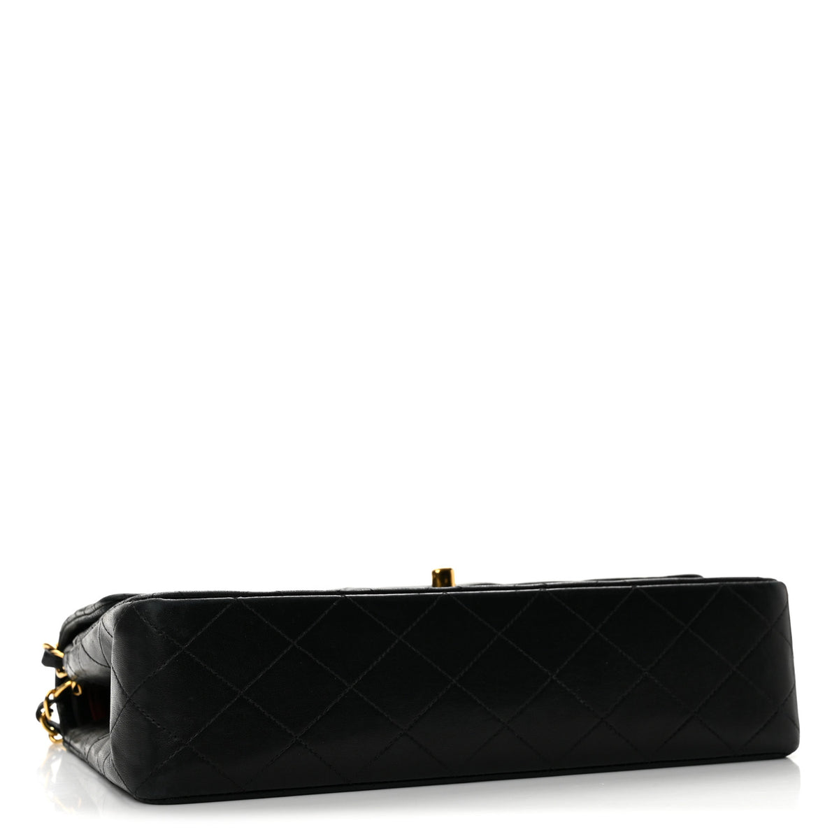 Lambskin Quilted Medium Double Flap Black