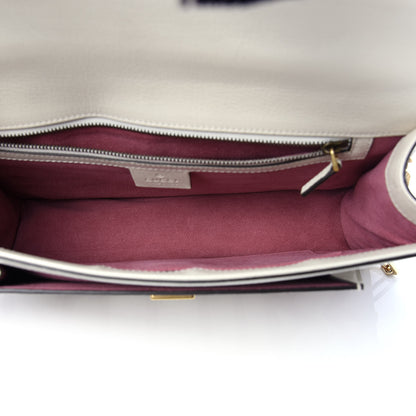 Gucci Calfskin Osiride Future Top Handle Bag Mystic White Hibiscus Red Black 5 of 12