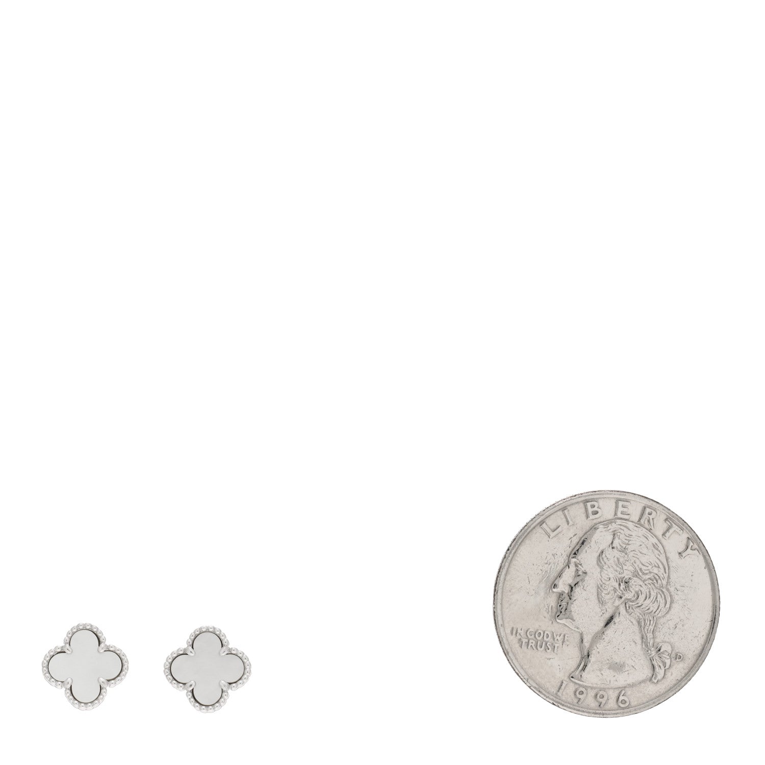 Van Cleef & Arpels 18K White Gold Mother of Pearl Sweet Alhambra Earrings 2 of 5