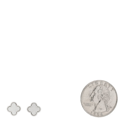 Van Cleef & Arpels 18K White Gold Mother of Pearl Sweet Alhambra Earrings 2 of 5