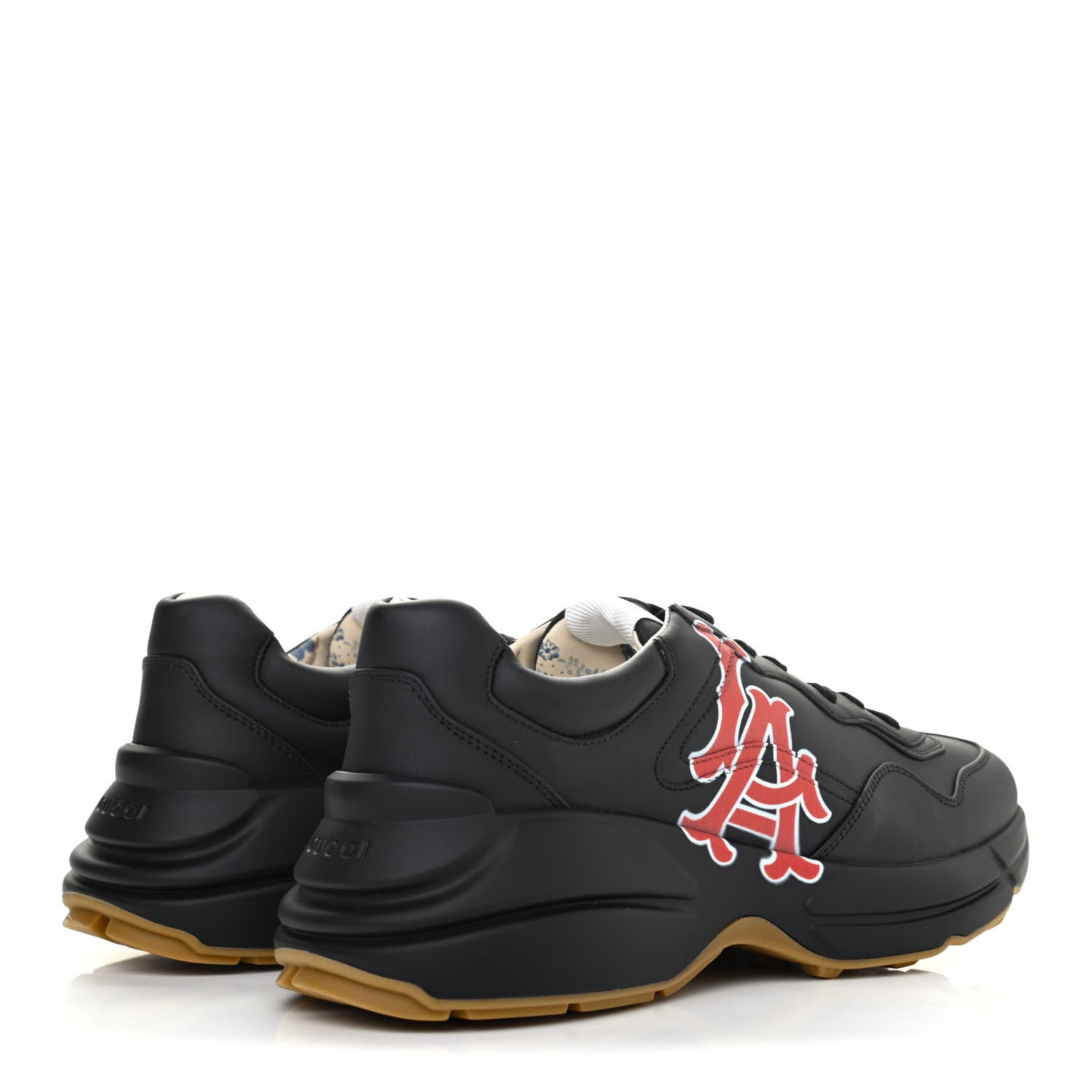 Gucci X MLB Calfskin LA Dodgers Mens Rhyton Sneakers 8.5 Black 3 of 4