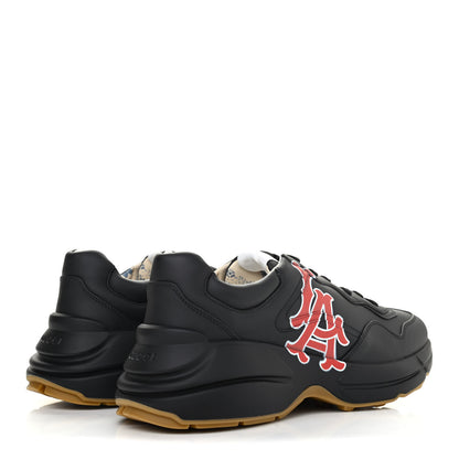 Gucci X MLB Calfskin LA Dodgers Mens Rhyton Sneakers 8.5 Black 3 of 4