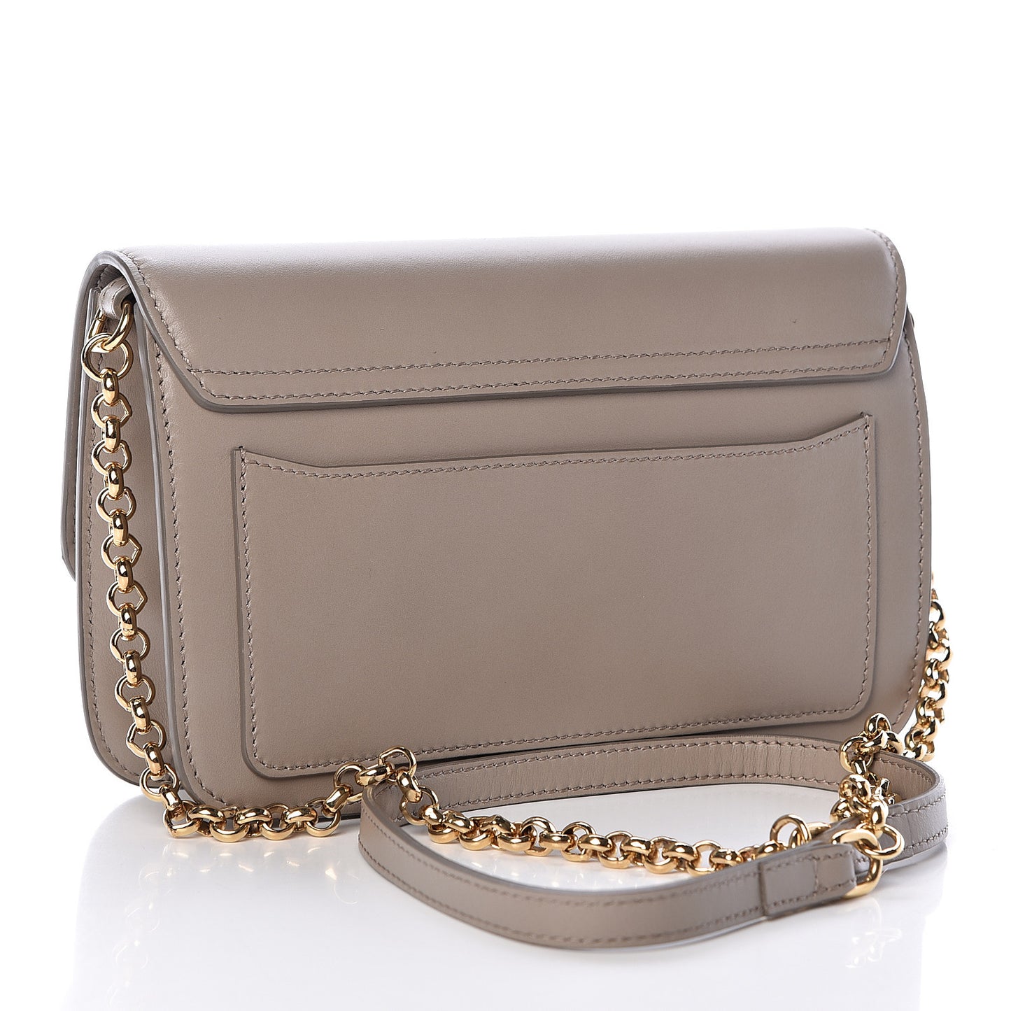 Calfskin Suede C Clutch With Chain Motty Grey