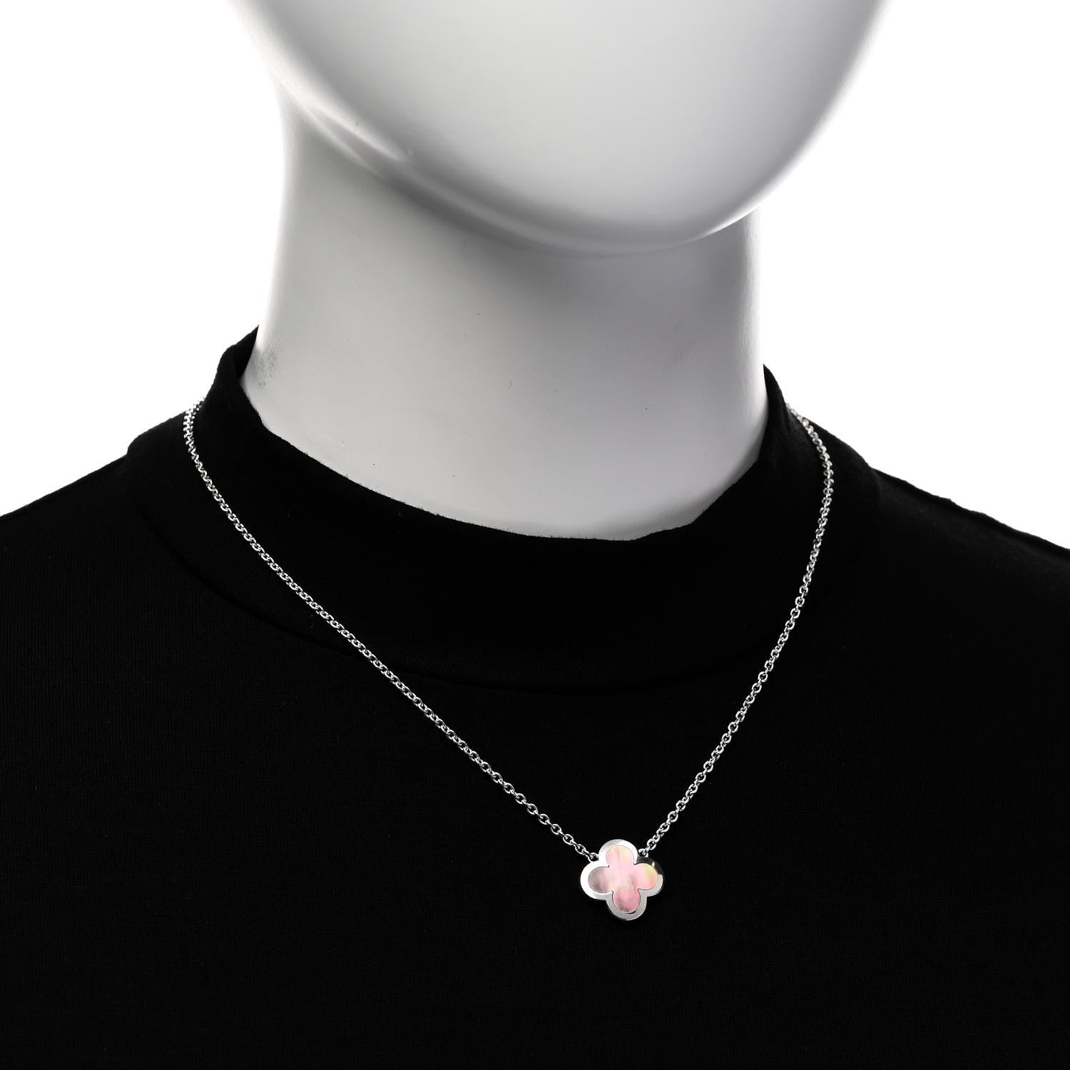 Van Cleef & Arpels 18K White Gold Gray Mother of Pearl Pure Alhambra Pendant Necklace 2 of 5