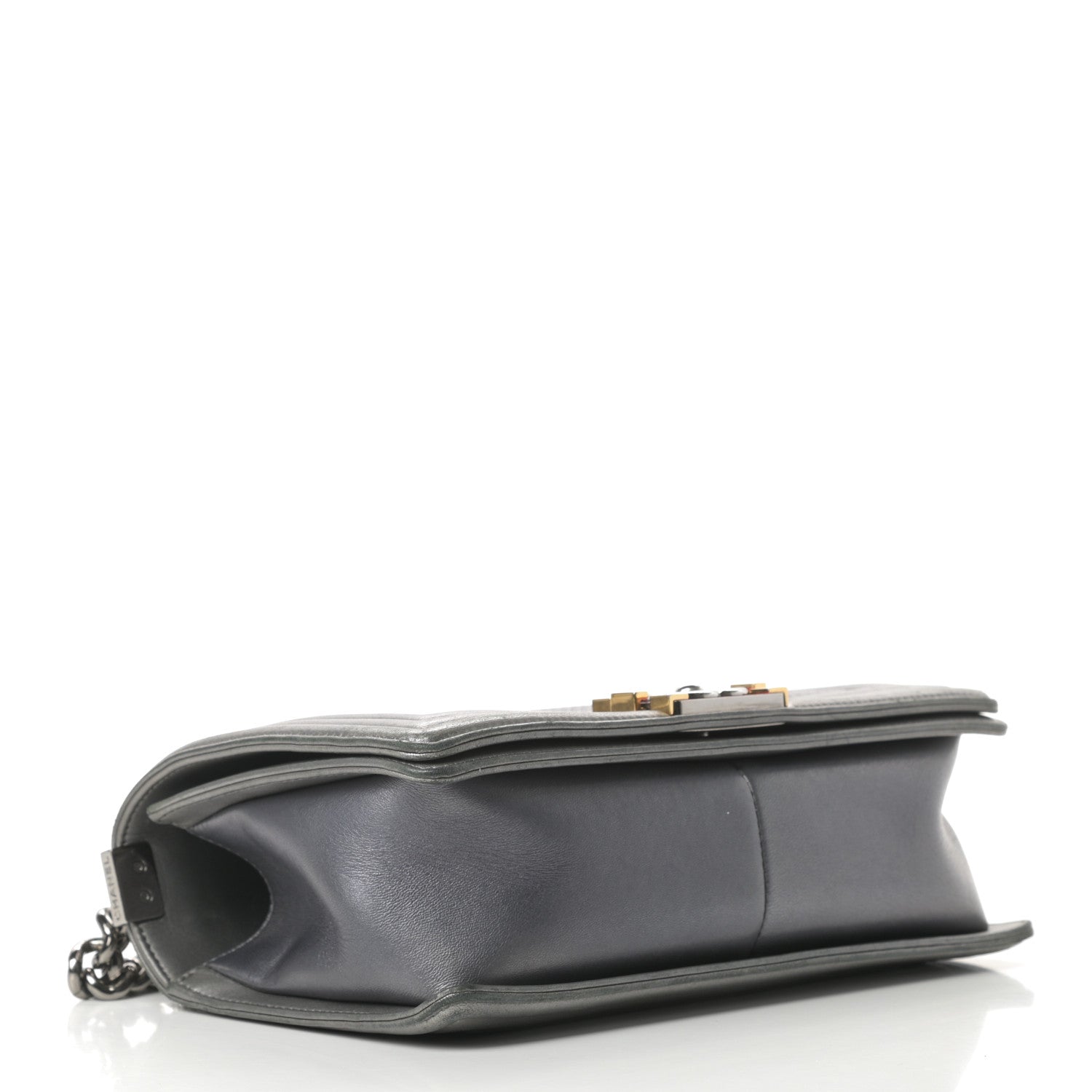 Chanel Lambskin Embossed Medium Boy Cube Flap Grey 4 of 19