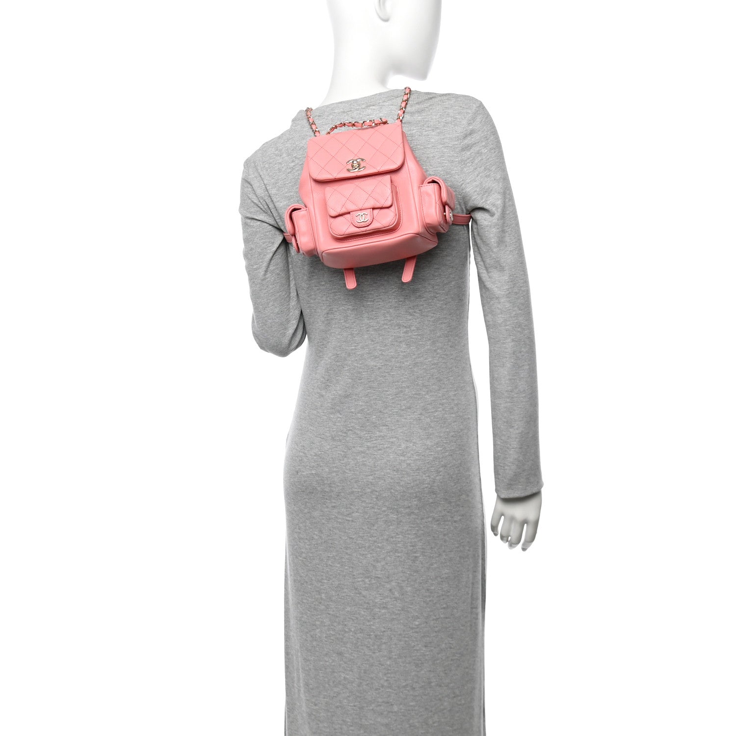 Chanel Shiny Caviar Quilted Small Pockets Drawstring Backpack Pink 2 of 11