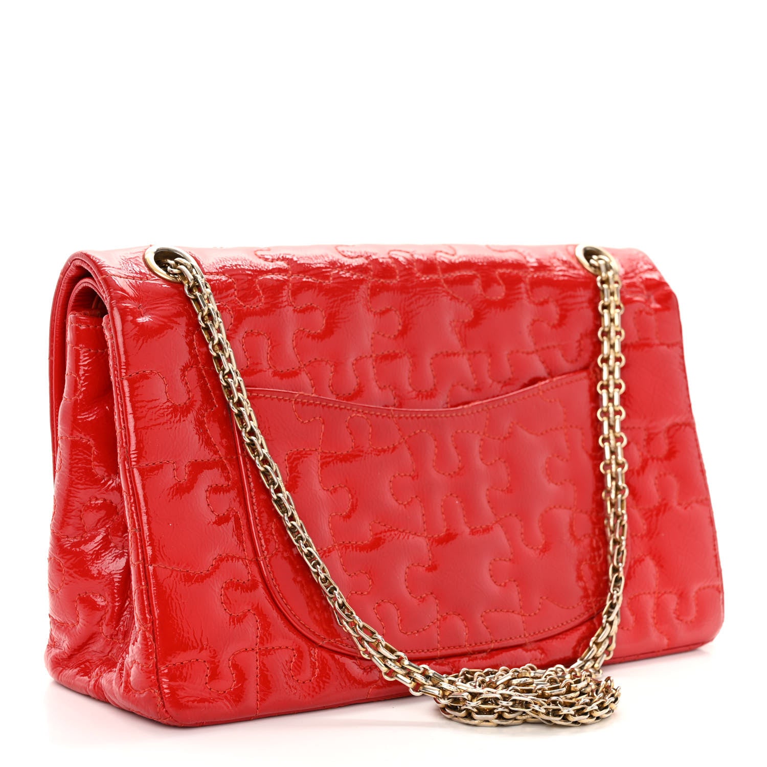 Chanel Crackled Patent Calfskin Puzzle Reissue 226 Flap Red 3 of 12