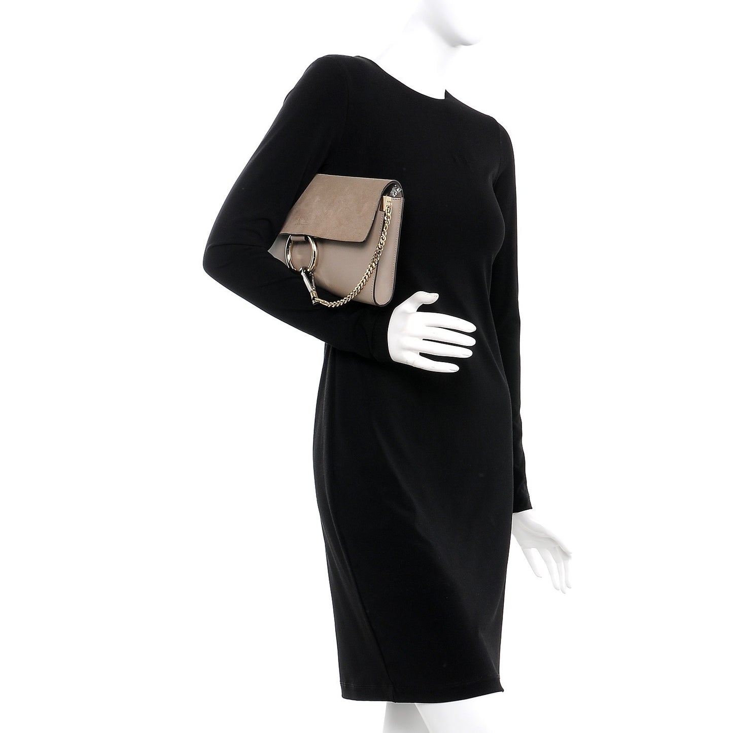 Suede Calfskin Faye Clutch Motty Grey