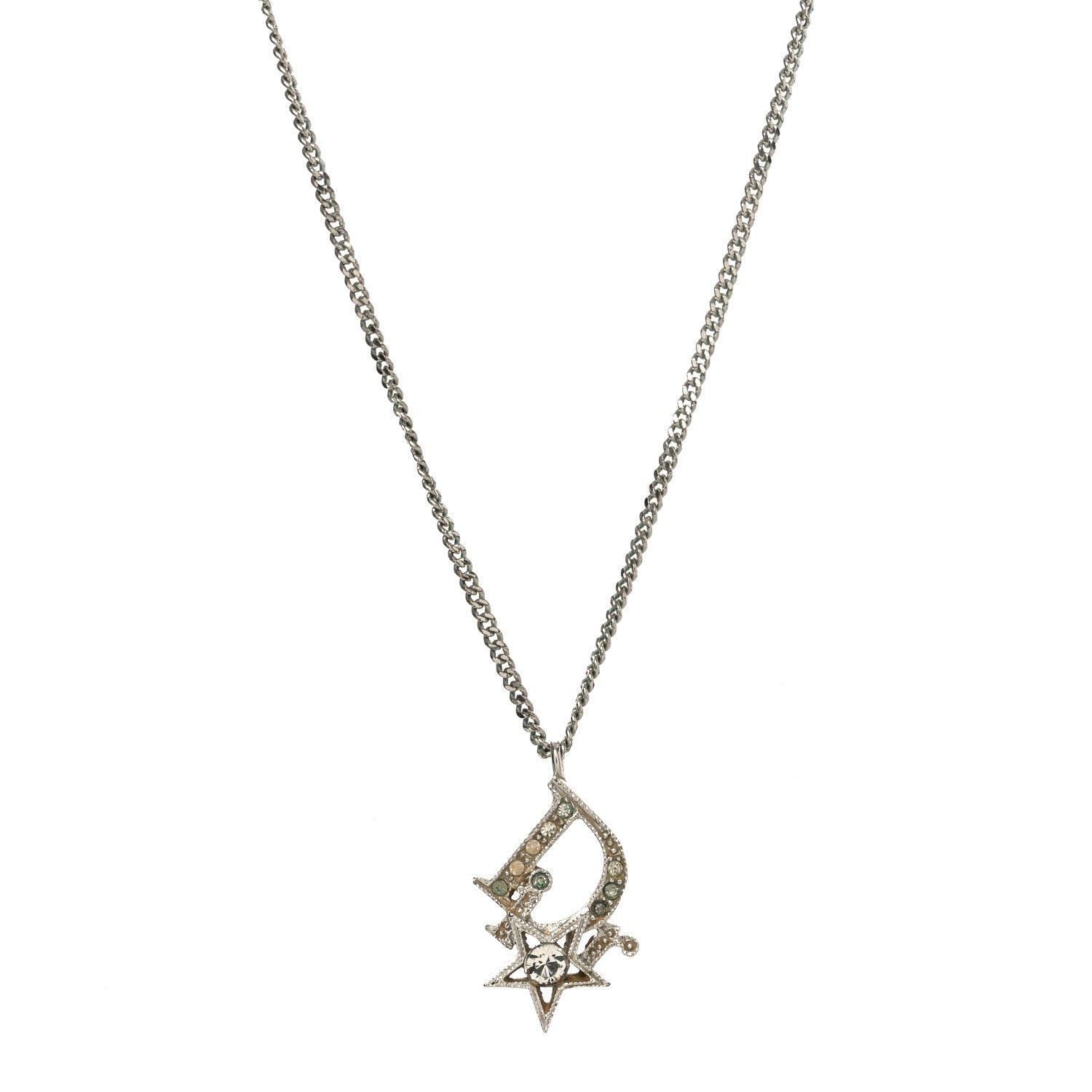 Dior スターモチーフ ネックレス シルバー Christian Dior Crystal Logo Star Necklace Silver 1812803