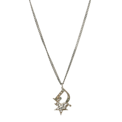 Christian Dior Crystal Logo Star Necklace Silver 1 of 4
