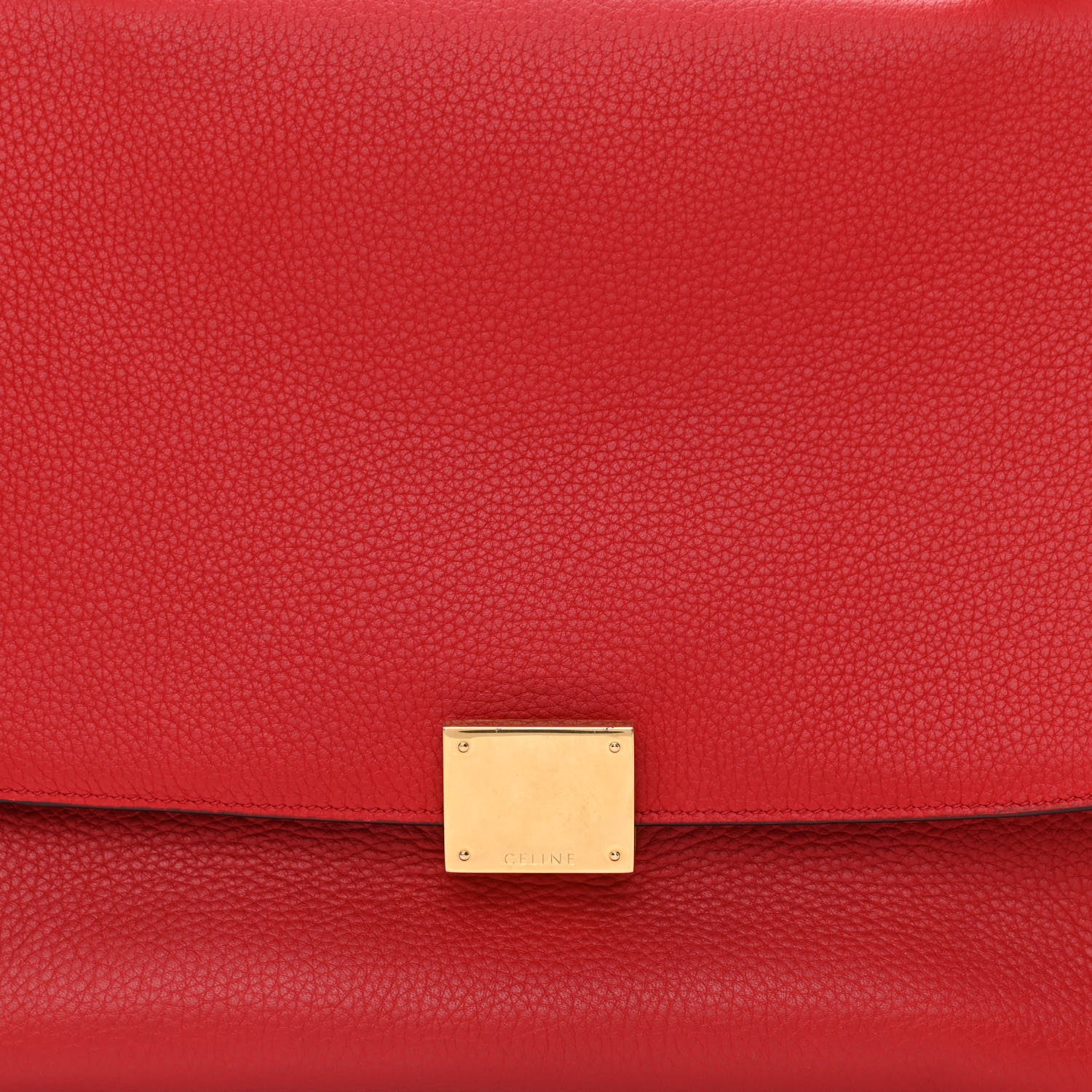 Celine Drummed Calfskin Suede Small Trapeze Coquelicot 9 of 13