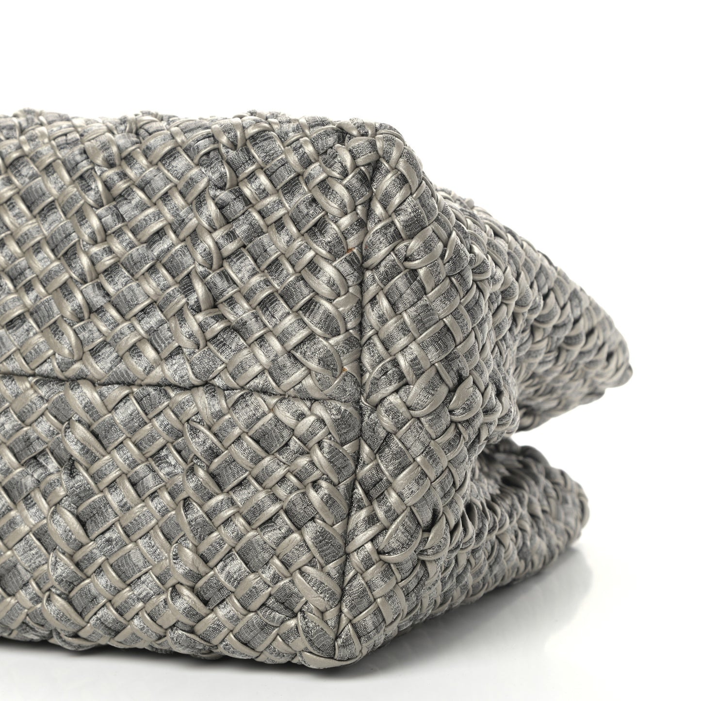 Metallic Intrecciato Tote Silver