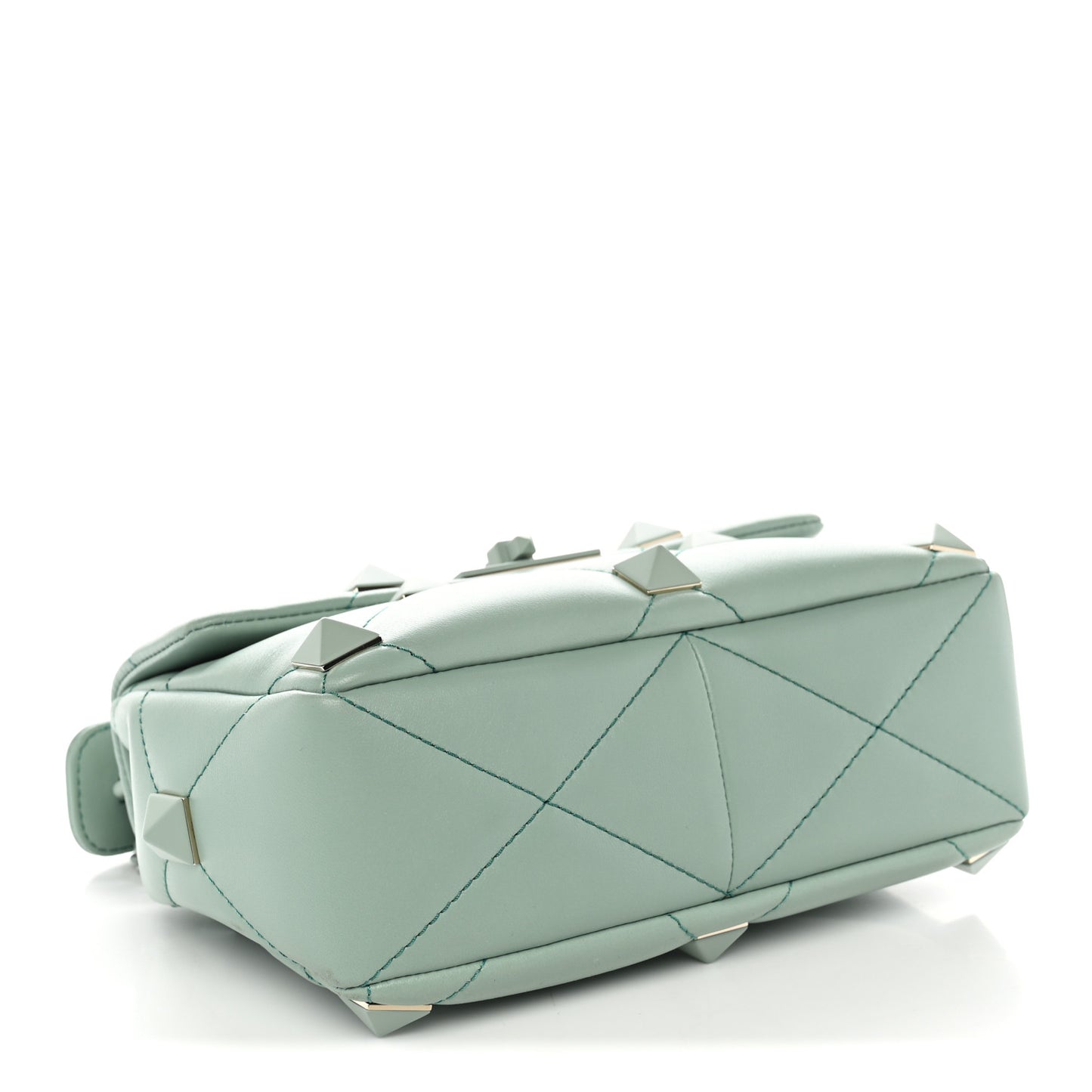Nappa Enamel Monochrome Medium Roman Stud Shoulder Bag Morning Dew