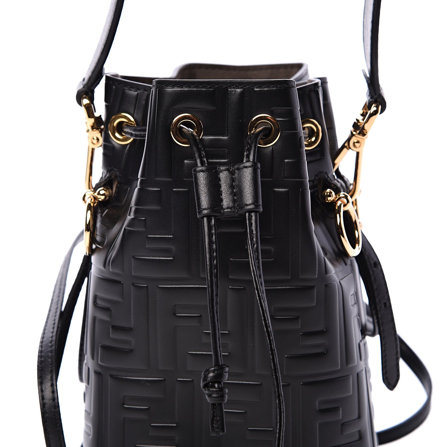 Fendi Vitello Liberty F is Fendi FF 1974 Embossed Mini Mon Tresor Bucket Bag Black 7 of 9