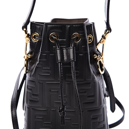 Fendi Vitello Liberty F is Fendi FF 1974 Embossed Mini Mon Tresor Bucket Bag Black 7 of 9