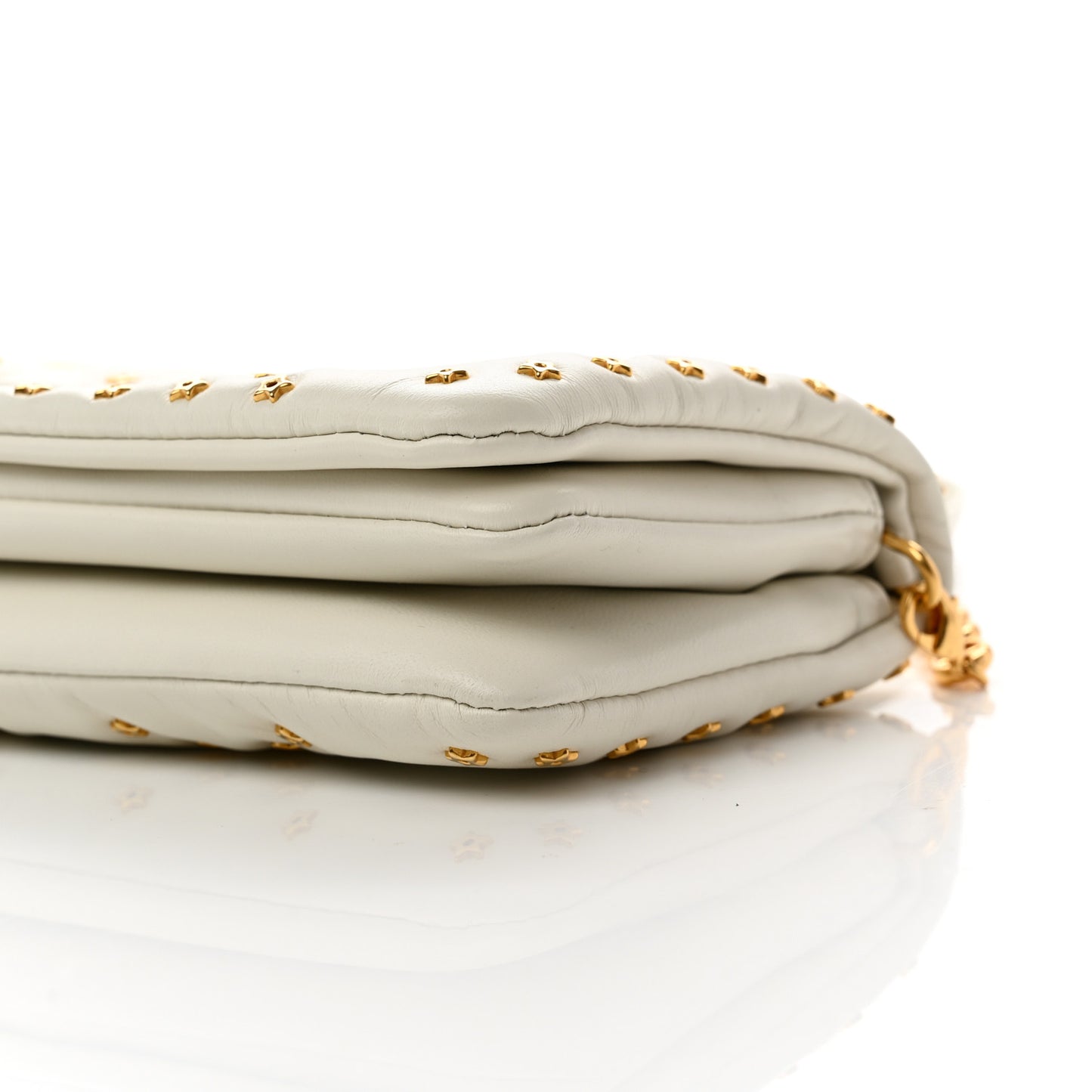 Calfskin Star Motif Macrocannage Caro Pouch Latte
