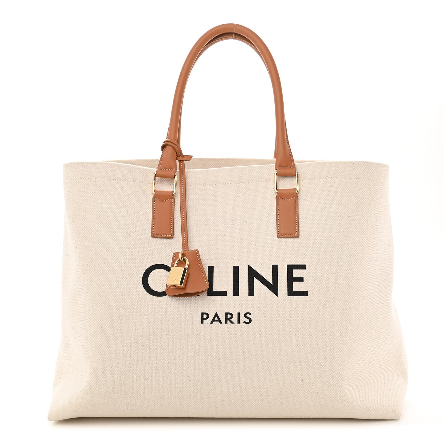 Canvas Calfskin Horizontal Cabas Natural Tan