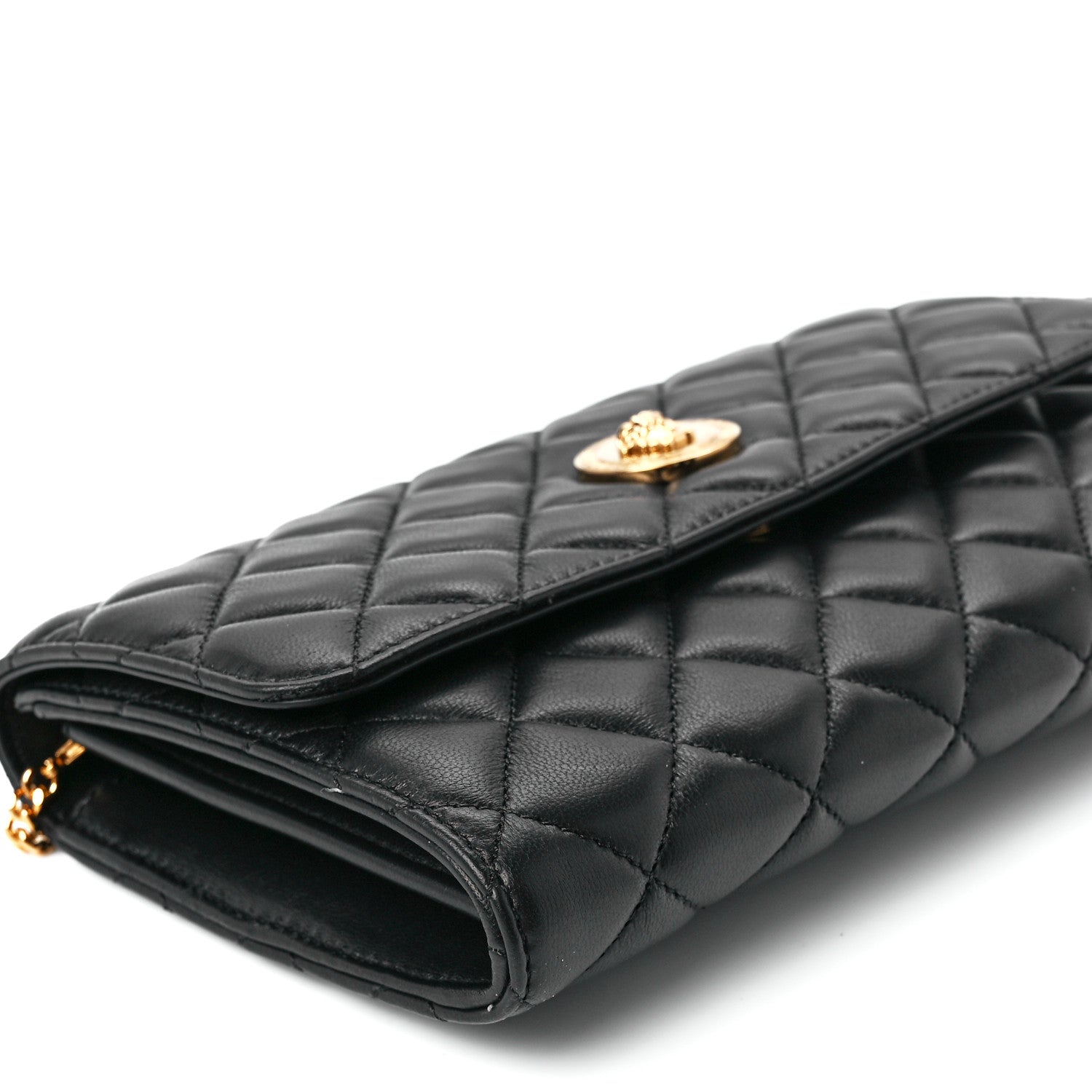 Versace Lambskin Quilted Medusa Wallet On Chain Crossbody Black 10 of 11