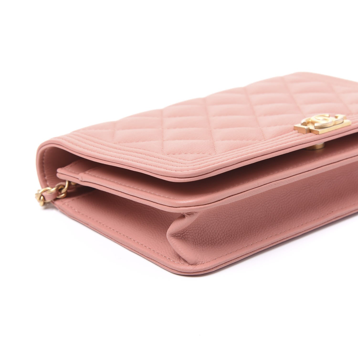 Chanel Caviar Quilted Boy Wallet On Chain WOC Light Pink 5 of 11