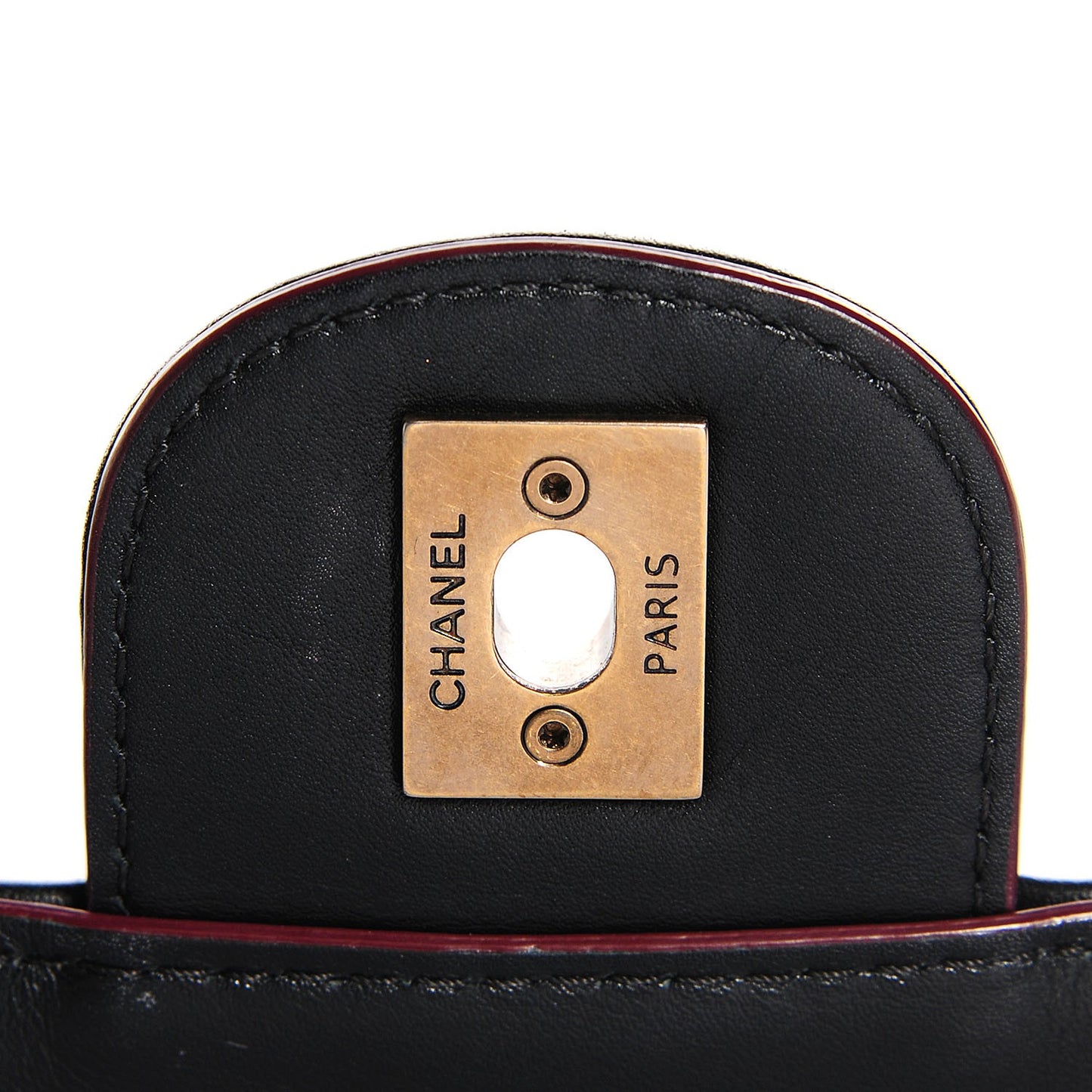 Calfskin Quilted Large Perfect Edge Flap Black