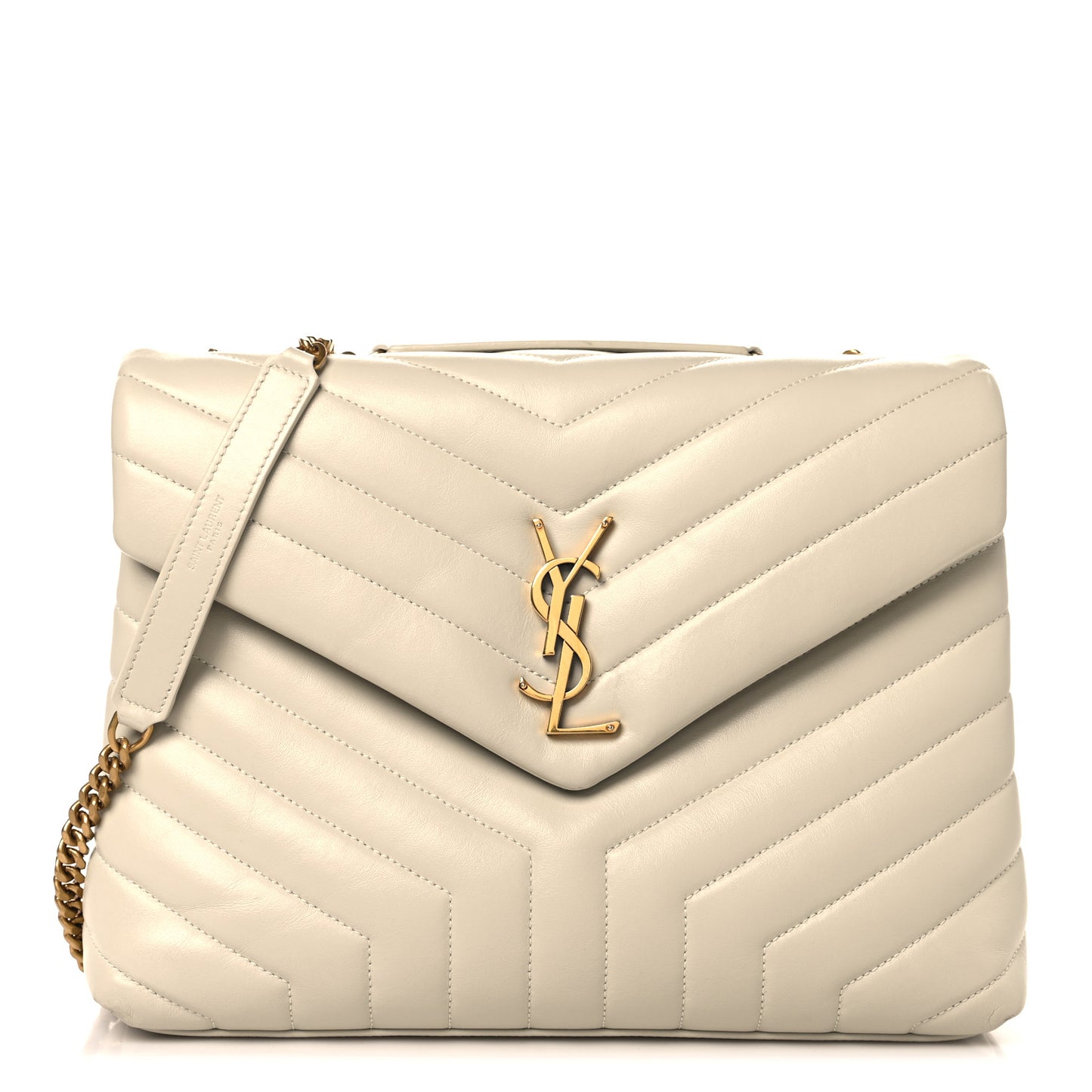 Calfskin Y Quilted Monogram Medium Loulou Chain Satchel Crema Soft