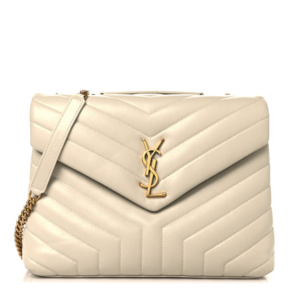 Saint Laurent Calfskin Y Quilted Monogram Medium Loulou Chain Satchel Crema Soft 1 of 11