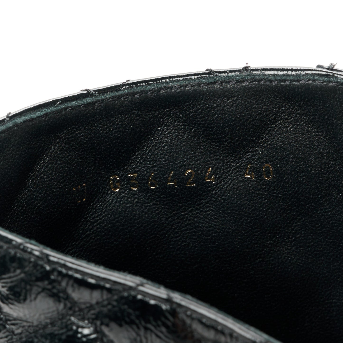 Shiny Lambskin Quilted Lace Up Combat Boots 40 Black