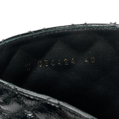 Chanel Shiny Lambskin Quilted Lace Up Combat Boots 40 Black 10 of 10