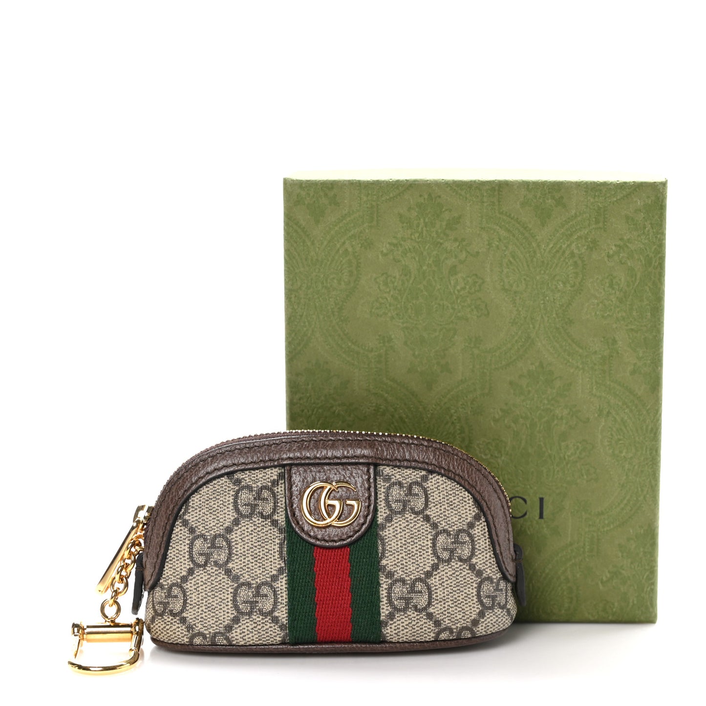 GG Supreme Monogram Web Ophidia Dome Key Pouch Beige New Acero