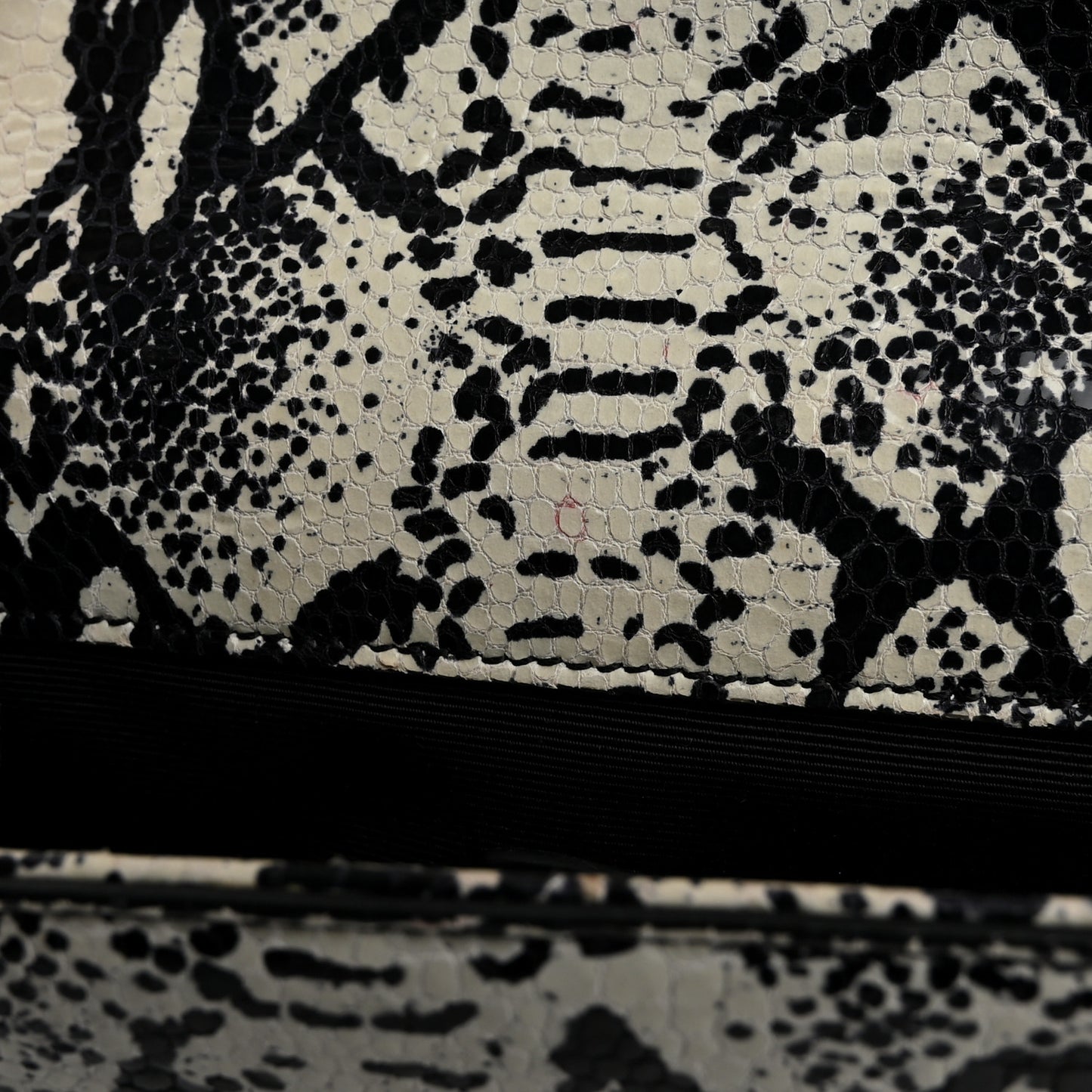 Calfskin Snakeskin Embossed Classic Monogram Cassandre Clutch Beige Black