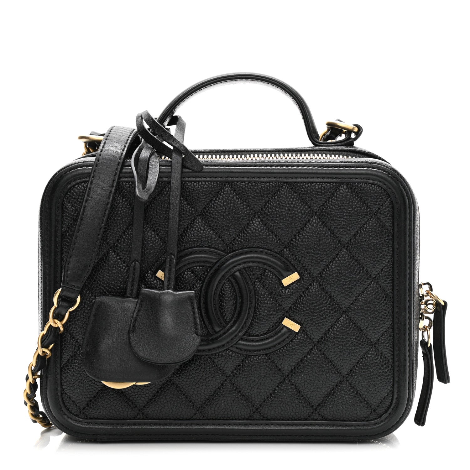 Chanel Caviar Quilted Medium CC Filigree Vanity Case Black 1 of 12