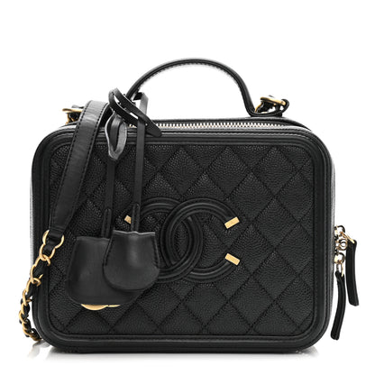 Chanel Caviar Quilted Medium CC Filigree Vanity Case Black 1 of 12