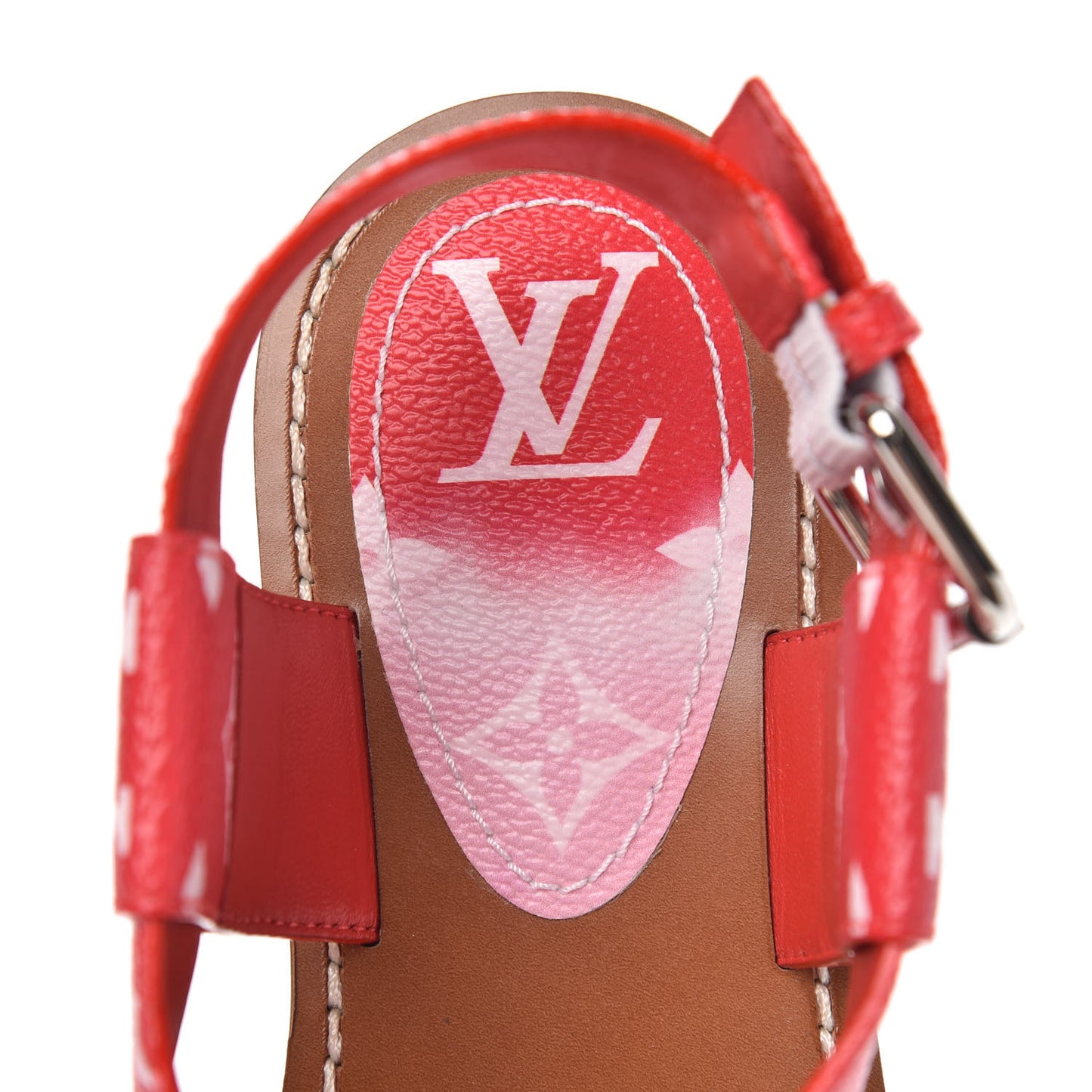 Monogram Escale Palma Flat Sandals 37 Rouge