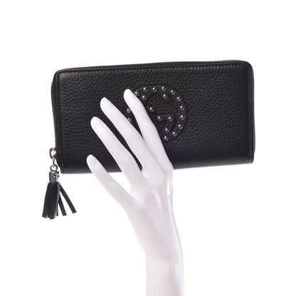 Gucci Pebbled Calfskin Studded Soho Zip Around Wallet Black 2 of 7