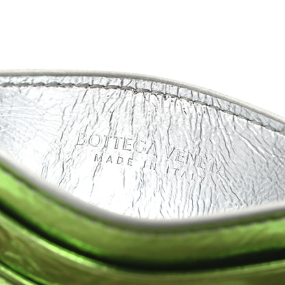 Bottega Veneta Metallic Laminated Goatskin Degrade Intrecciato Credit Card Case Silver Fresh Mint 6 of 8