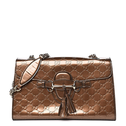 Gucci Shine Guccissima Medium Emily Chain Shoulder Bag Acero 1 of 15