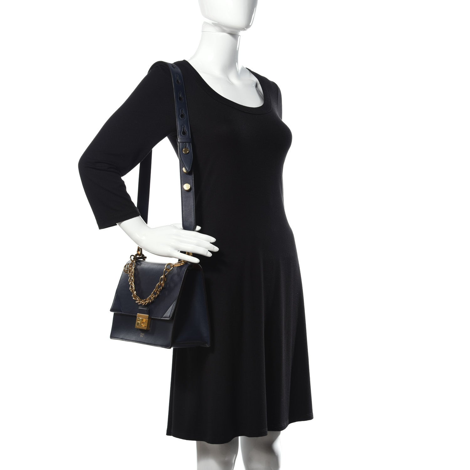 Fendi Vitello Grace Matte F is Fendi Kan U Shoulder Bag Navy 2 of 10