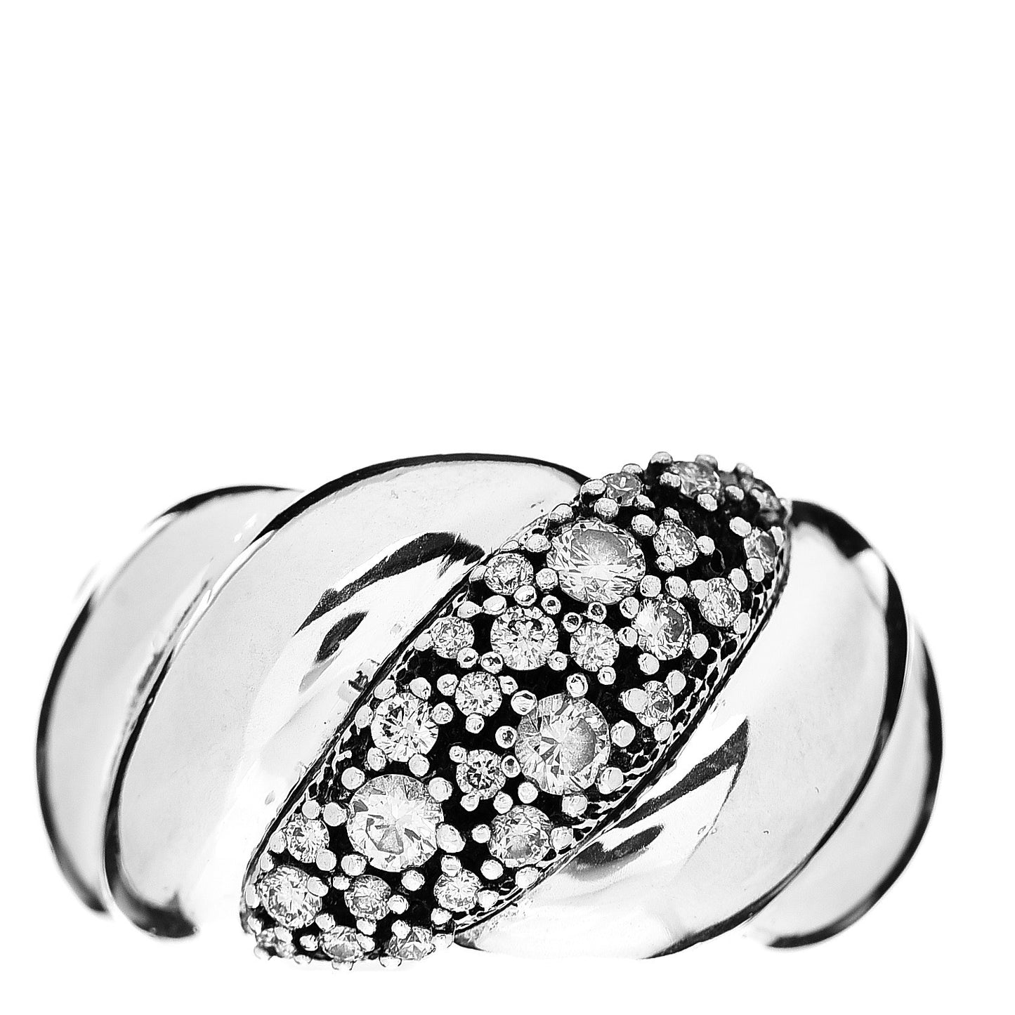 Sterling Silver Diamond Sculpted Cable Ring 51 5.75