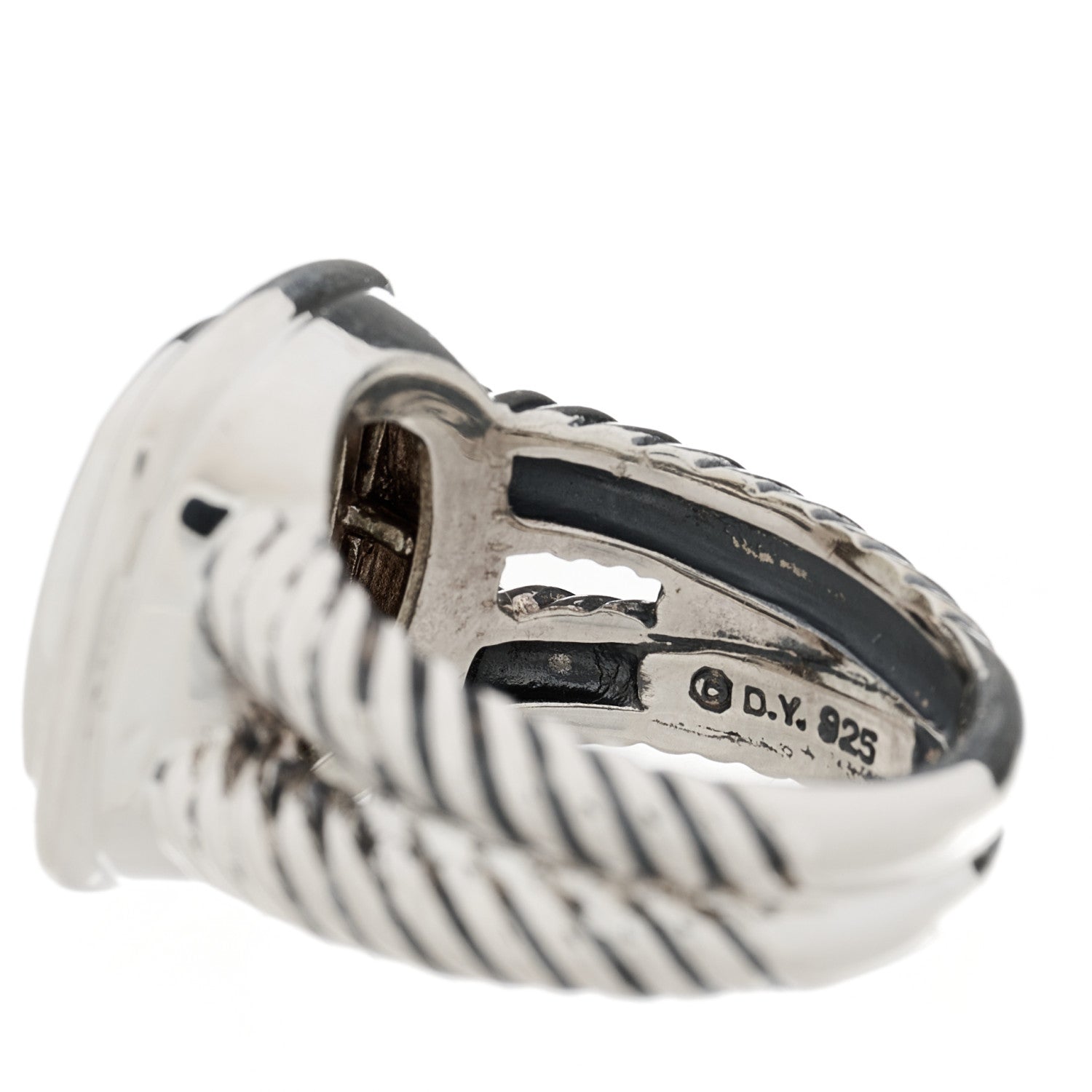 David Yurman Sterling Silver Diamond Prasiolite 11mm Albion Ring 53 6.25 5 of 5