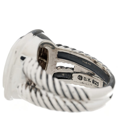 David Yurman Sterling Silver Diamond Prasiolite 11mm Albion Ring 53 6.25 5 of 5
